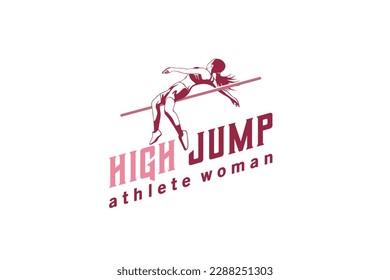 Estilo profesional hembra de alto salto diseño de logo para atleta