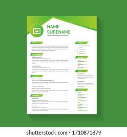 Professional Style Resume CV Gradient Color Template Design 