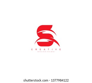 Professional Stylish Trendy Modern Monogram Swoosh Letter S Logo