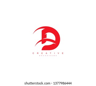 Professional Stylish Trendy Modern Monogram Swoosh Letter D Logo