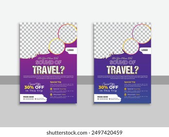 Profesional y diseño de Plantilla de folleto de vacaciones con estilo. Elegante, moderno, creativo y con estilo 
Folleto para un viaje de vacaciones, viaje por carretera o viaje, publicidad o promoción
