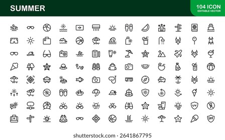 Professional Summer Icon Collection with Clean Illustrations Designed outline style