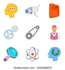 Professional support icons set. Cartoon set of 9 professional support vector icons for web isolated on white background