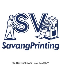 Professional "SV Savangprinting" logo design, ideal for printing businesses, graphic design studios, digital print shops, or creative agencies. Featuring clean typography and a modern, stylish look 

