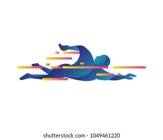 Professional Swimmer Athlete Logo In Isolated White Background