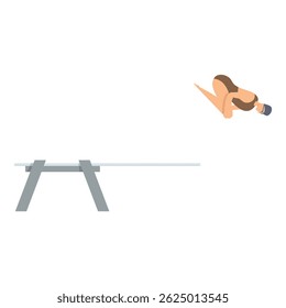 Professional swimmer diving in a swimming pool from a springboard