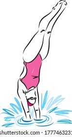 professional swimmer diving vector illustration