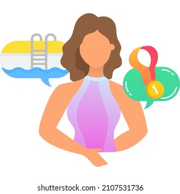 Professional Swimmer Icon Vector. Portrait Of Female Champion Medalist. Faceless Woman Diver With Water Sport Achievement