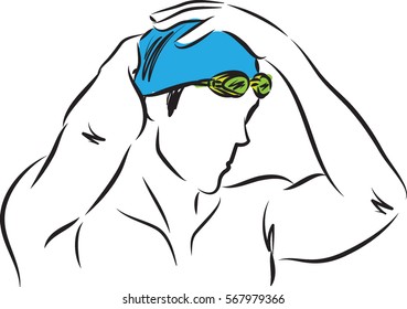 professional swimmer man vector illustration