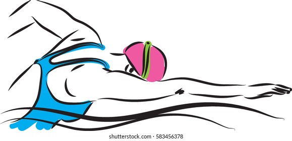 professional swimmer woman illustration