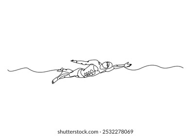 Profissional nadador atleta contínua um desenho de linha. Ilustração de arte de linha única de esporte de natação. Vetor editável.