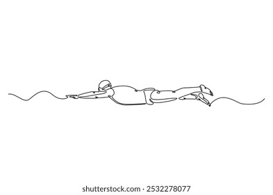 Profesional de natación atleta continuo de una línea de dibujo. Ilustración de arte de una sola línea de deporte de natación. Vector editable.