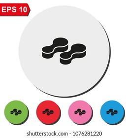 Professional swimming equipment flat round colorful vector icon.