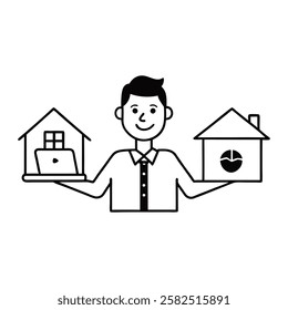 A professional switching between home and office work