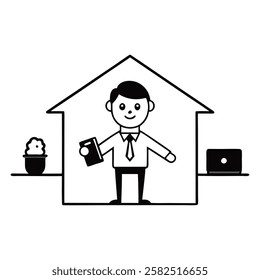 A professional switching between home and office work
