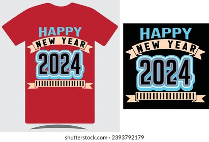 A professional T shirt design on happy new year 2024 .
