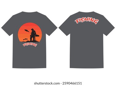 PROFESSIONAL t shirt design with sunset view fishing view beautiful t shirt for men wemen