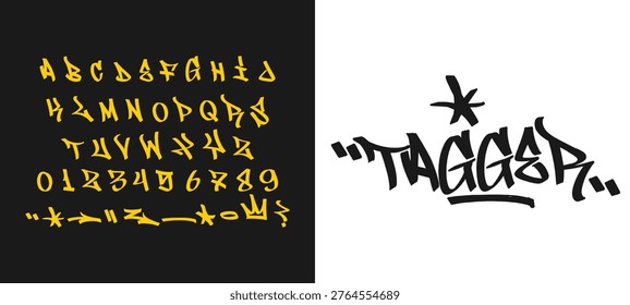 Professional Tagger Graffiti Typography Display with Full Alphabet Set for Edgy Streetwear Branding and Modern Urban Design Resource