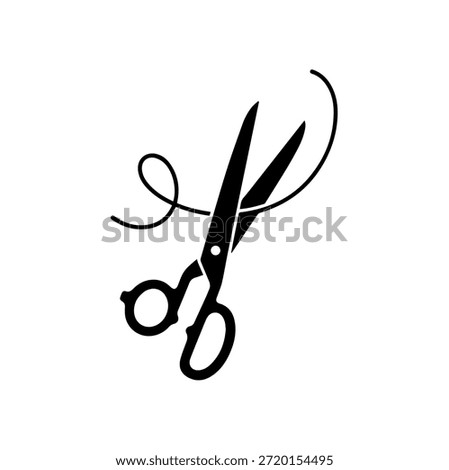 Professional Tailor Scissors Vector Illustration with Thread Loop Minimal Line Art Design for Fashion Industry Sewing and Crafting Branding
