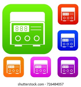 Professional tattoo machine set icon color in flat style isolated on white. Collection sings vector illustration