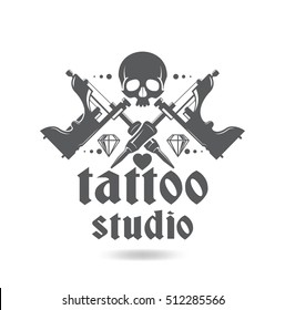 professional tattoo studio. Vector illustration. Logo shop