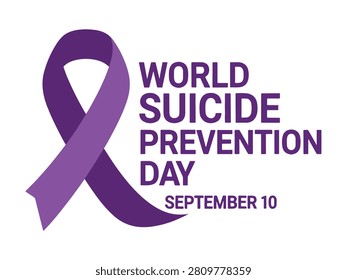 Professional teal and purple ribbon vector design celebrating National Suicide Prevention Month in September. High-quality graphic element for mental health awareness campaigns, charity events, and support community posters