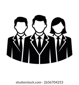 Professional Team Business Icon Featuring Male and Female Professionals in Suits