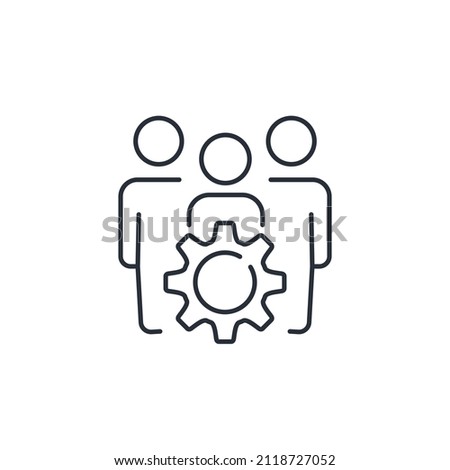 Professional team of experts. Technical Accompanying.  Adjustment and improvement of the mechanism. Vector linear icon isolated on white background Foto stock © 