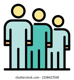 Icono de trabajo en equipo profesional. Esquema de trabajo en equipo profesional color de icono de forma plana aislado