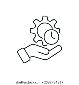 Professional technical maintenance service, support. Vector linear illustration icon isolated on white background.