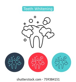 Professional Teeth Whitening concept, stomatology pictogram. Healthy tooth outline icon. Medicine symbol for info graphics, websites and print media. Editable stroke.