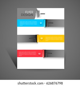 Plantilla profesional, banner o volante con elementos de infografía de papel para empresas.