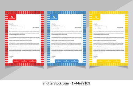 Professional Template Business Letterhead Design, Shape design, poster, business, office, company red, blue, yellow colorful size A4