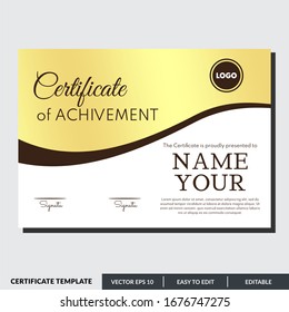 Professional template certificate of achievement. Editable and ready to print. Just change with your company and name.