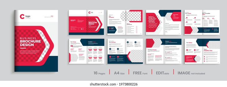 Professional template layout design for company profile brochure, multipage business brochure design, modern annual report layout.