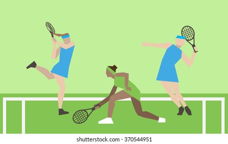 Professional tennis players on the tennis court. Strokes with a tennis racket. Tennis players play tennis. Tennis tournament