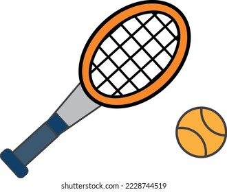 Professional tennis racket and tennis ball vector design on a white background