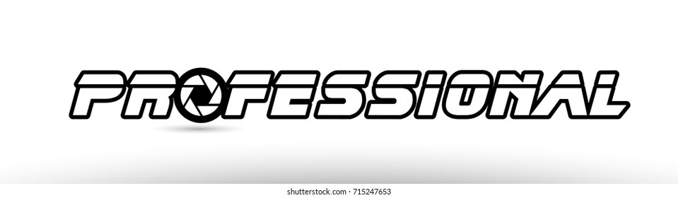 professional text photo camera concept with aperture logo on white background