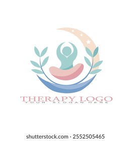  Professional therapy logo in vector format with soothing elements, perfect for mental health clinics, wellness centers, or counseling services. Ideal for microstock use.