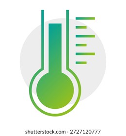 Icono de termómetro de Profesional. Vector de temperatura de medición. Degradado verde inferior. Indicador del clima exitoso. EPS 10.