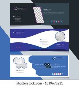 Professional Three in one Stylish Email Signature vector template with an author image