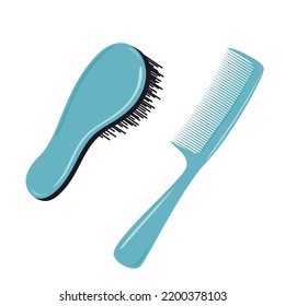 Professional tools for haircut barbershop, hair brush comb, beauty salon barber accessory, lat vector illustration. Hairdresser tools. Cartoon hairdresser accessories icon