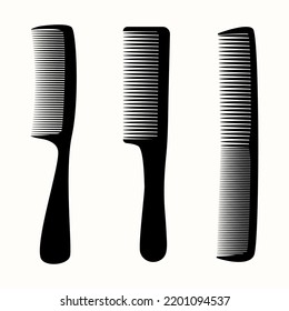 Professional tools for haircut barbershop, hair brush comb, beauty salon barber accessory, lat vector illustration. Hairdresser tools. Cartoon hairdresser accessories icons set