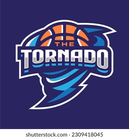 Professional Tornado Basketball Esports Logo Template for Game or Sport Team Illustration