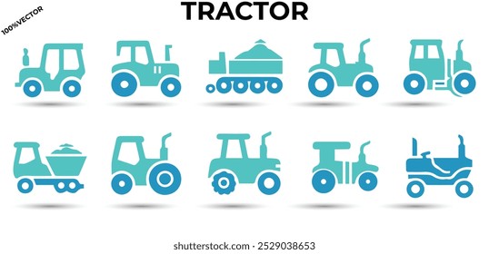 Projeto de vetor trator profissional, perfeito para projetos de agricultura, agricultura e máquinas. Escalável, detalhado e ideal para logotipos, impressões e marcas