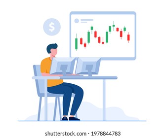 Professional trader concept illustration flat vector template
