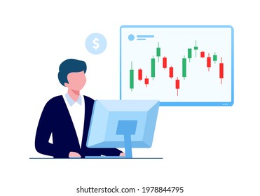 Professional Trader Concept Illustration Flat Vector Stock Vector ...