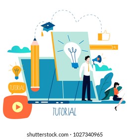 Professional Training, Education, Online Tutorial, Online Business Courses, Business Presentation Flat Vector Illustration. Expertise, Skill Development Design For Mobile And Web Graphics