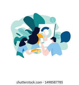 Professional training, education, online tutorial, business courses, business data review presentation flat vector illustration. Expertise, skill development design for mobile and web graphics