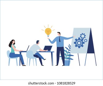 Professional training flat vector illustration.
education business concept.
tutorial presentation course.
Expertise, skill development
design for banner mobile and web online graphics